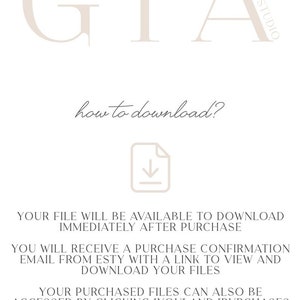 Peut inclure: Un graphique de texte blanc sur un fond blanc avec le texte "GIA" et "how to download?" avec une ic&ocirc;ne de t&eacute;l&eacute;chargement. Le texte ci-dessous explique comment t&eacute;l&eacute;charger des fichiers num&eacute;riques apr&egrave;s l'achat.