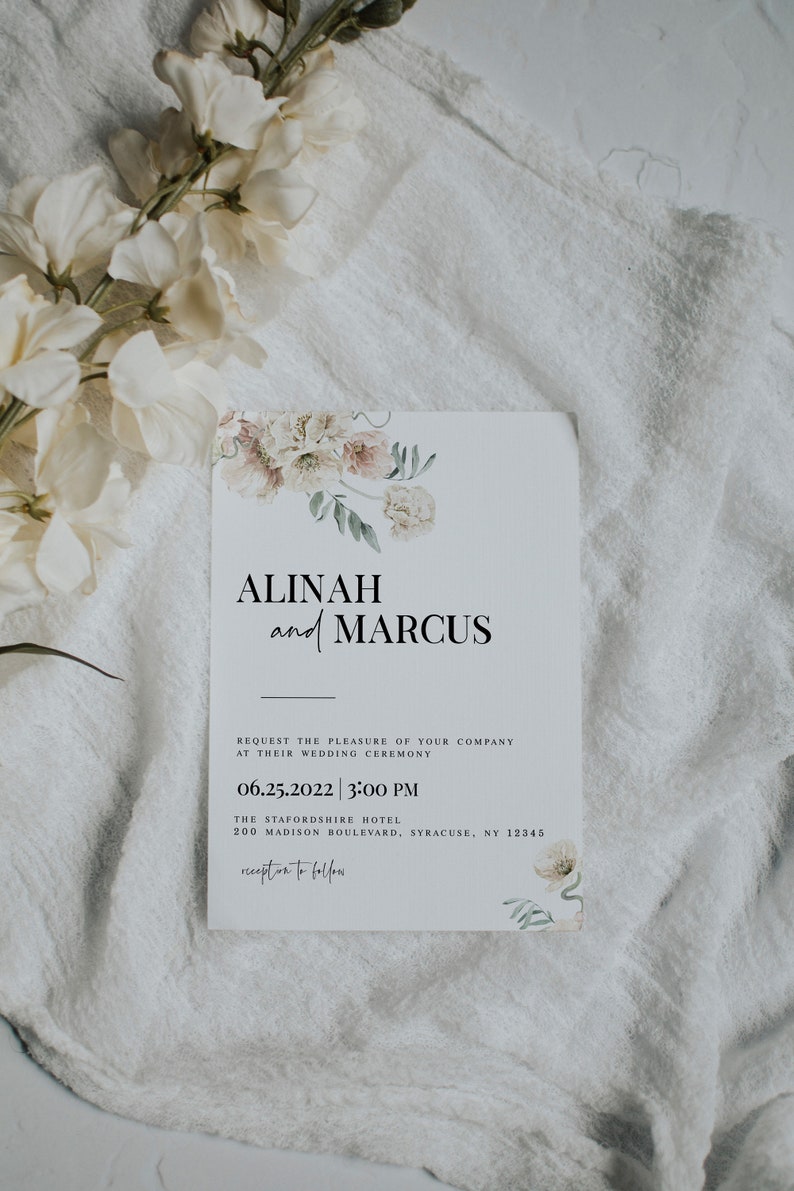 Clean Card Mockup Blank Card Mockup Boho Card Mockup Floral Invitation Mockup 5x7 Card Mockup Simple Invite Mockup PSD Mockup B1 image 2