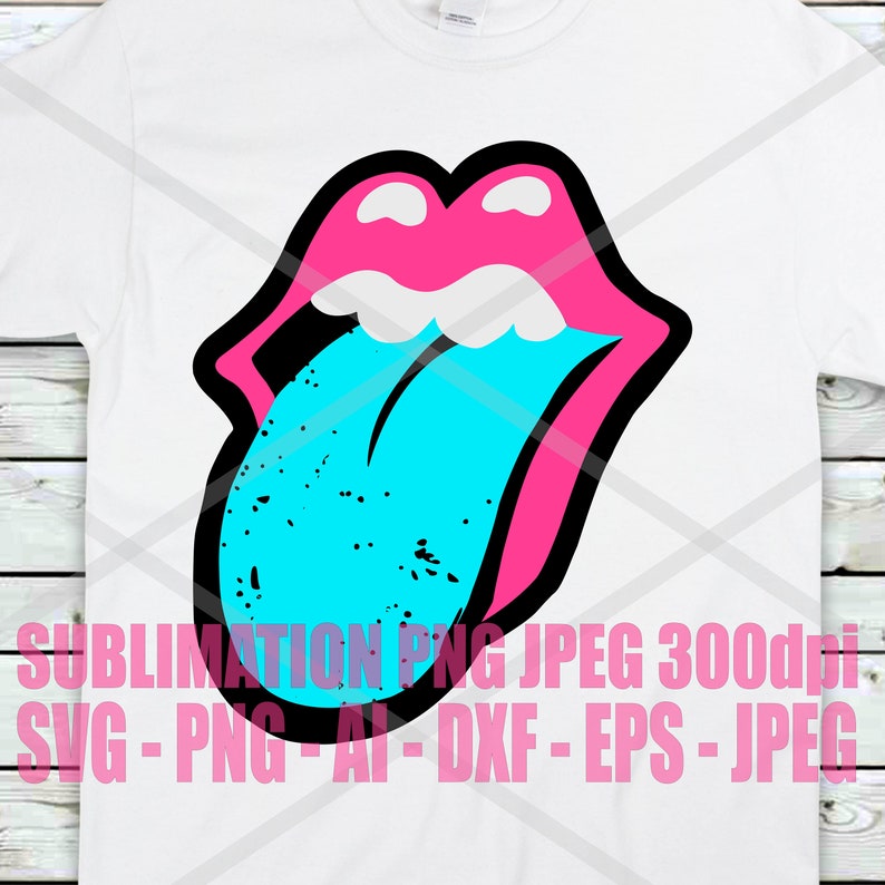 Pink and Teal Turquoise Mouth Tongue Sticking Out svg PNG ai jpeg eps dxf Sublimation Printing Graphic Design 300dpi