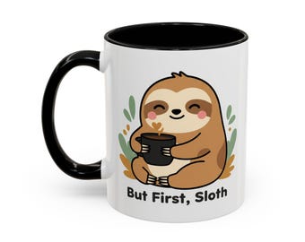 Leuke luiaard illustratie accent koffiemok | 11oz 15oz
