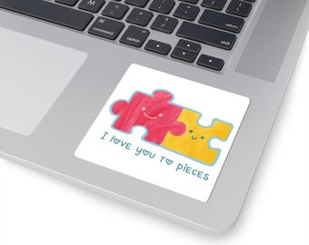 I Love You Two Pieces puzzle hearts Kiss-Cut Stickers