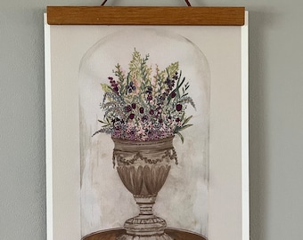 Art Print - Victorian Bell Jar, floral design, modern wall art, artwork, painting, glass dome, cloche