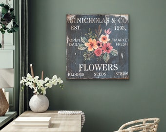Custom Flower Market Sign: Rustic Farmhouse Wall Decor