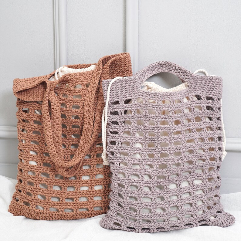 Handmade Bag Chocolat Net Bag Video tutorial included CROCHET PATTERN Crochet Net Bag Daily Summer Bag Crochet Tote Bag