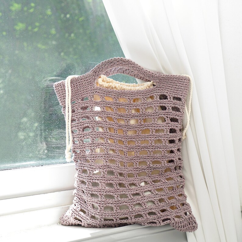 Handmade Bag Chocolat Net Bag Video tutorial included CROCHET PATTERN Crochet Net Bag Daily Summer Bag Crochet Tote Bag
