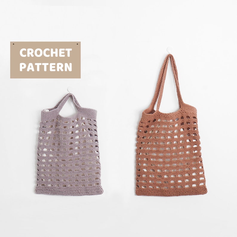 Handmade Bag Chocolat Net Bag Video tutorial included CROCHET PATTERN Crochet Net Bag Daily Summer Bag Crochet Tote Bag