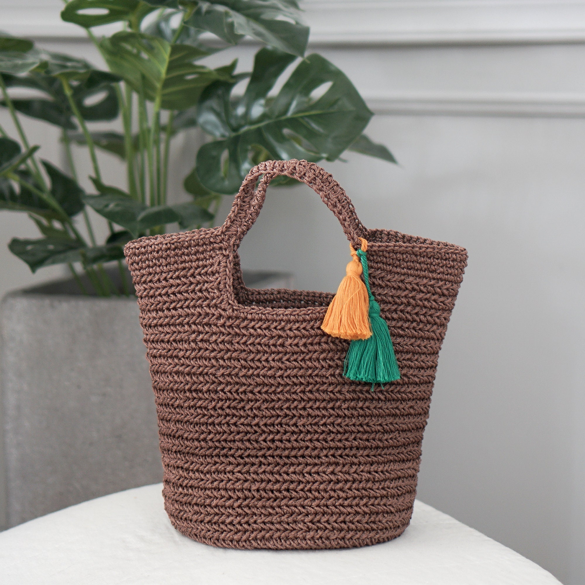 CROCHET PATTERN Herringbone Basket Rattan Bag Crochet | Etsy