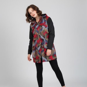 Ankara Hooded Jacket, Handmade Cotton Coat, Unisex Streetwear Jacket, Casual Outerwear