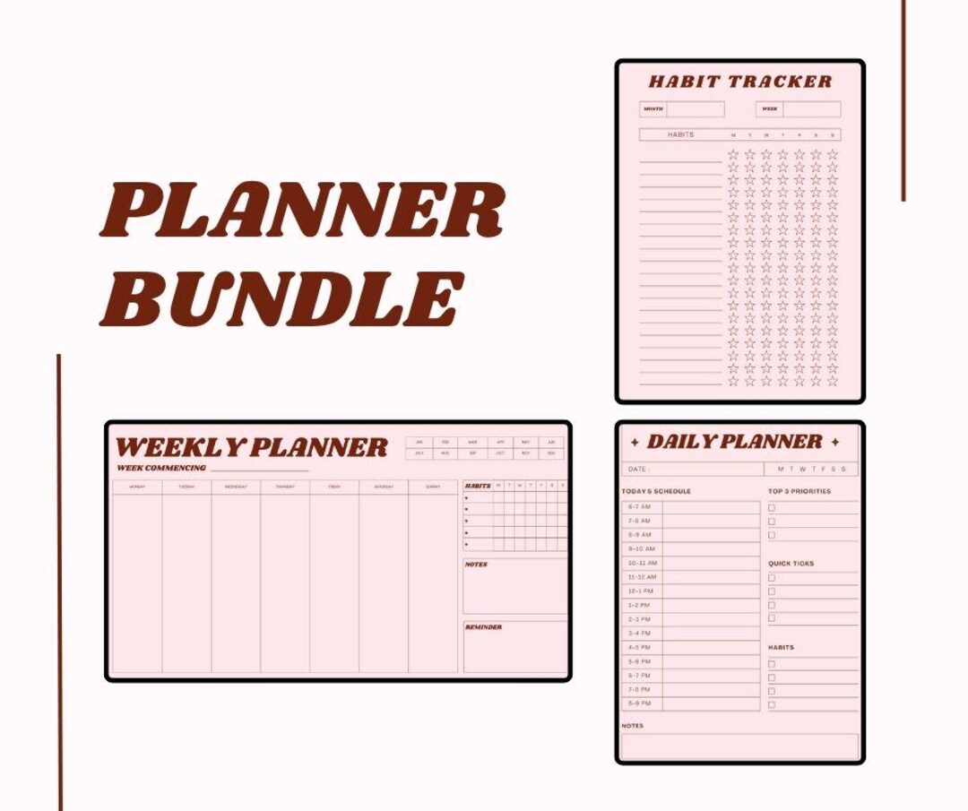 Minimalist Printable Planner Bundle | Daily & Weekly Planners + Habit ...