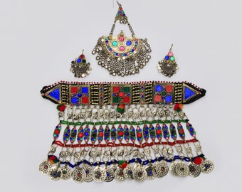 Afghan jewellery set | Afghan Jewellery Vintage Kuchi Choker Necklace, Kuchi Jewelry, Afghan Jewelry