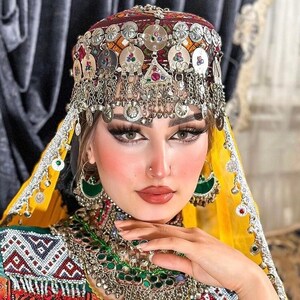 Golden Unique Matha Patti, Handmade Afghan Head Piece, Ethnic Hair Ornament, Afghan Kuchi Headpiece: Tribal Silver Bell Matha Patti - Etsy main image 3
