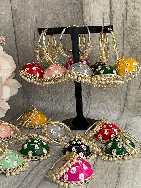 Meenakari hoop earrings deals