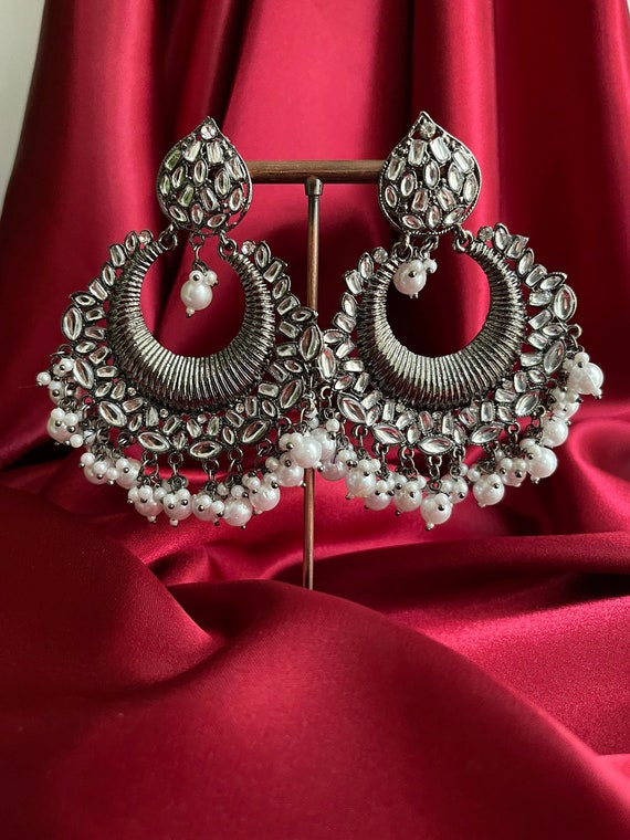 Buy Hyderabadi Earrings pakistani Jhumka Jadau Navrattan Jewelry Online in  India  Etsy