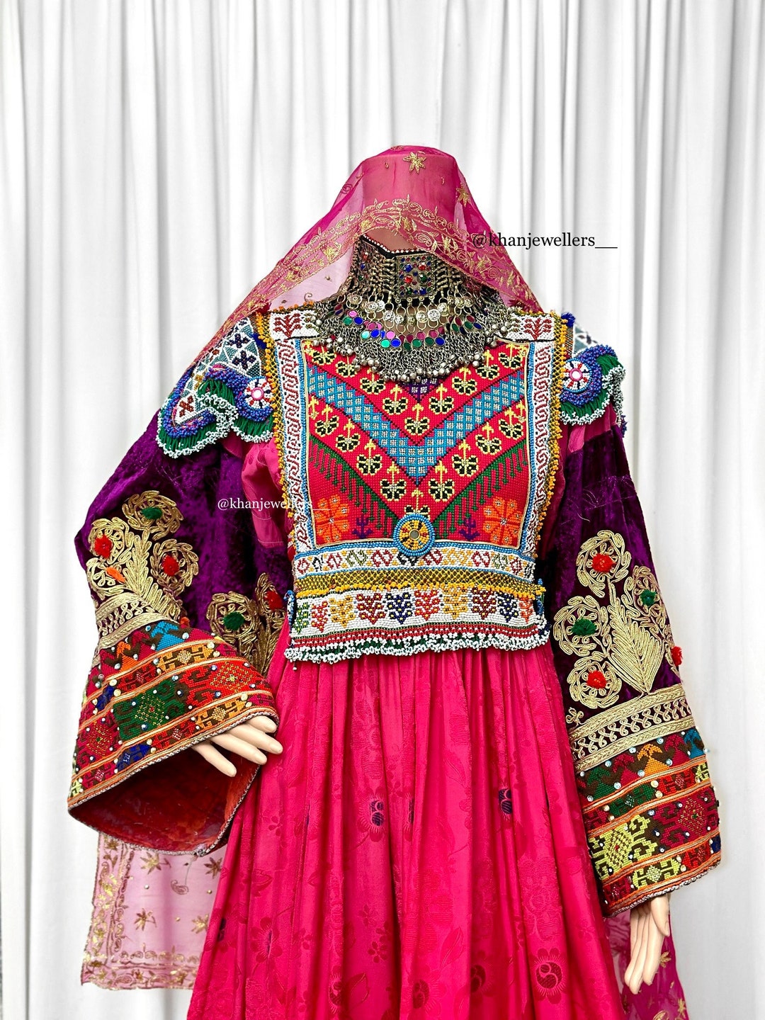 Afghan Vintage Dress, Traditional Handmade Kuchi Tribal