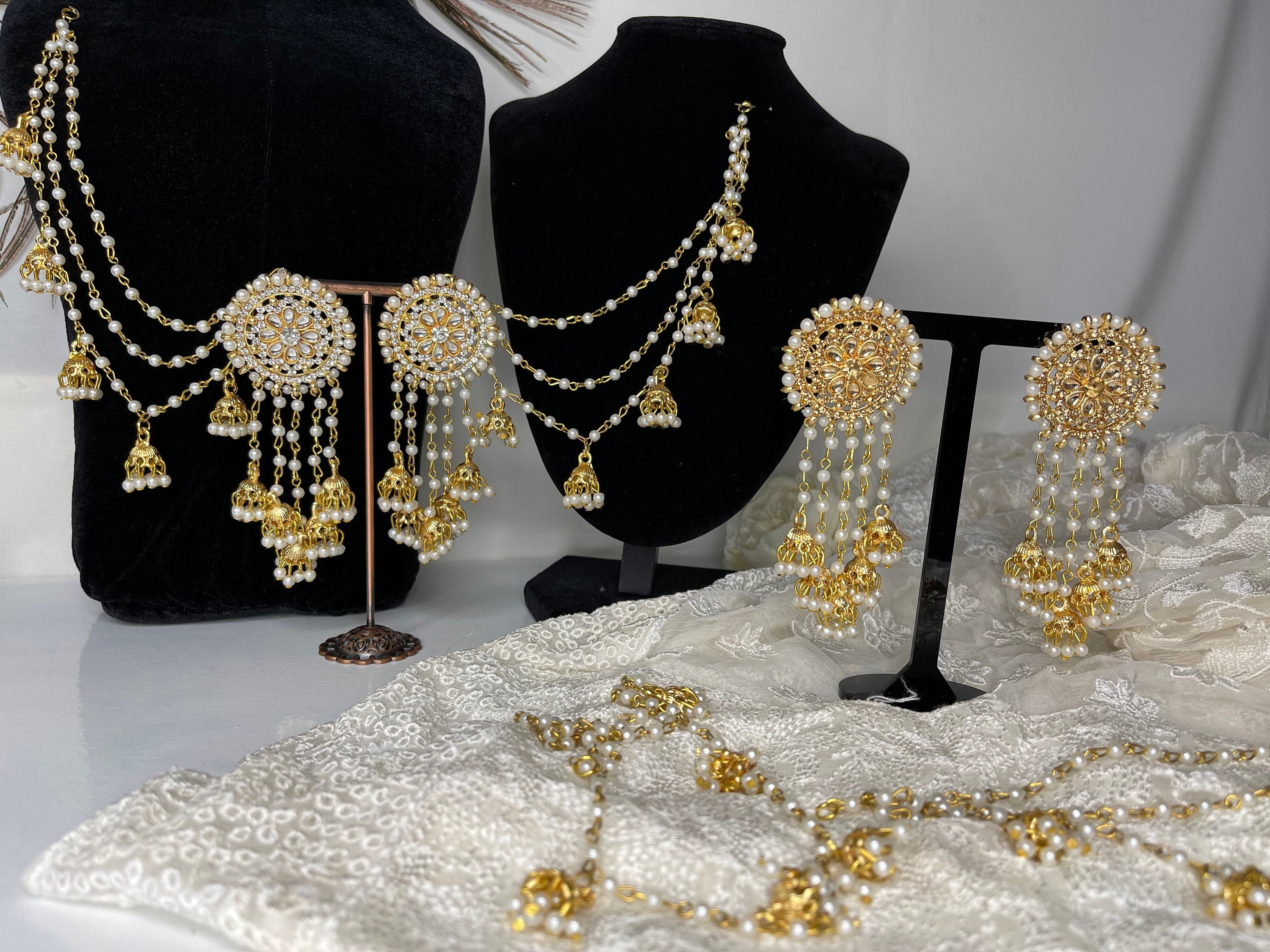 Amazon.com: Bindhani Long Tassel Golden Chain With Indian Bahubali Jhumki  Earrings For Women: Clothing, Shoes & Jewelry