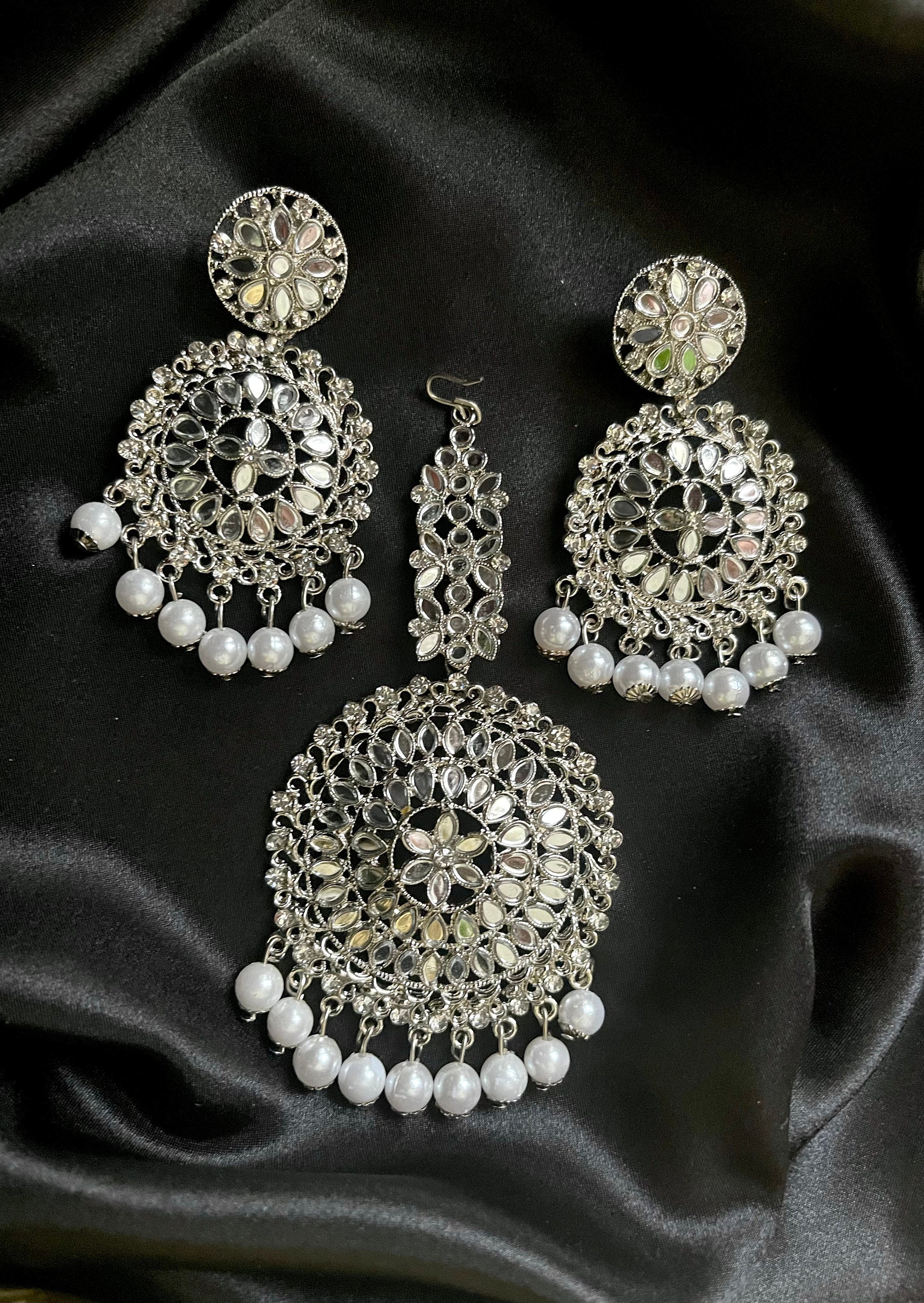 Silver Indian Earrings Maang Tikka Etsy Canada