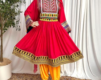 Handmade Embroidered Afghan Dress with Shalwar & Dupatta