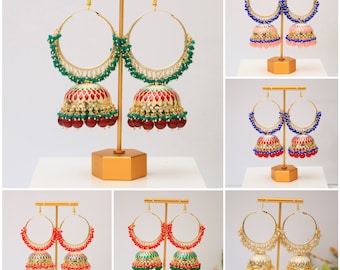 Indian hoop Jhumka Earrings Meenakari | Pakistani earring Jhumka