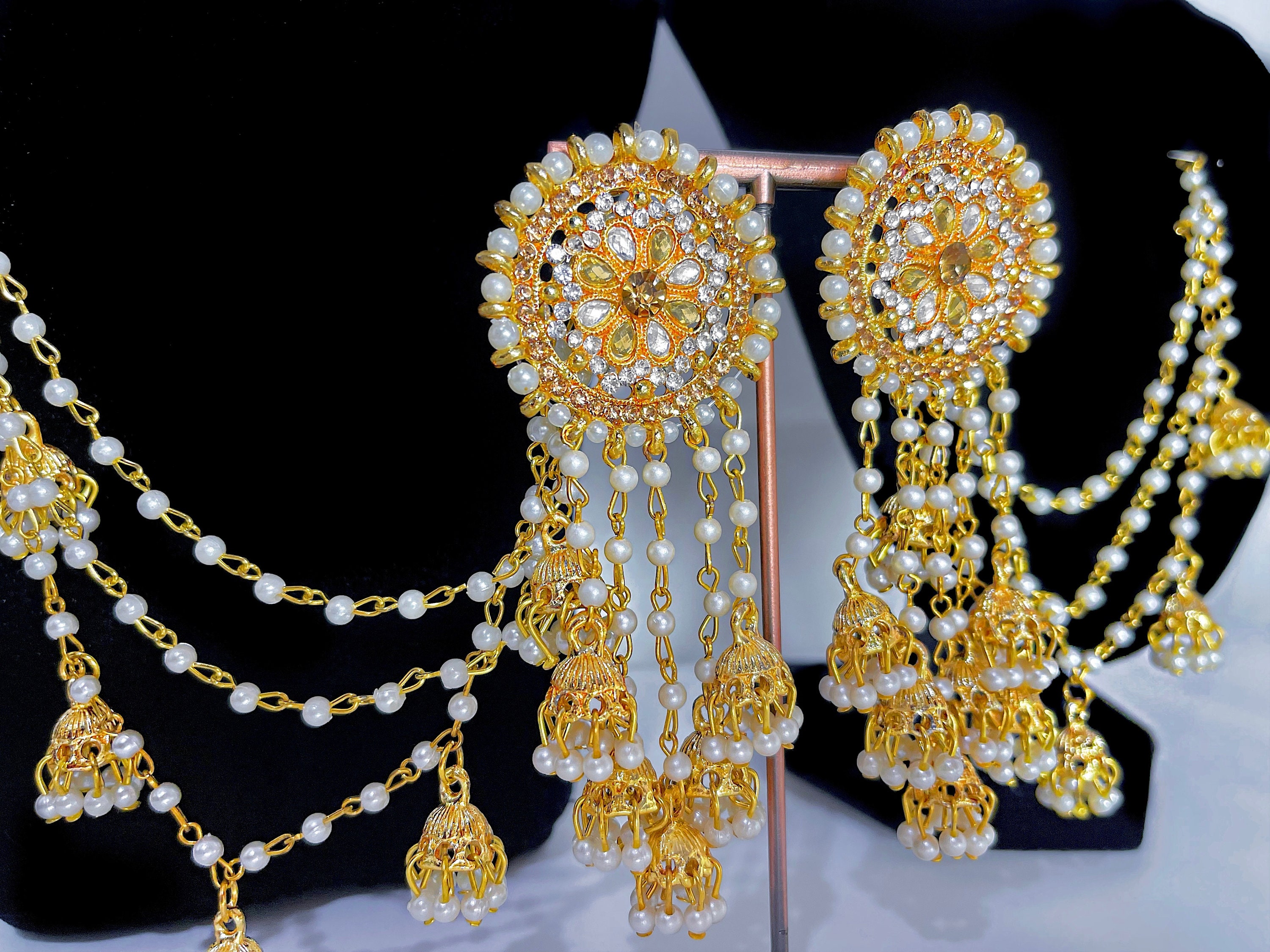 Buy Asmitta Bahubali Inspired Gold Toned Jhumki Earrings With Hair Chain  Online