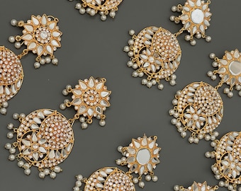 Gold Kundan Earrings – Indian Pakistani Bollywood Style Jewelry