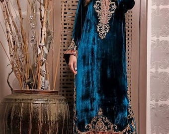 velvet dress hand work
