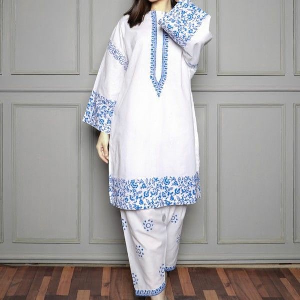 Hand Block Hand Embroidery Soft Cotton with Silky touch Purple Kurti - IBSK01 main image 0