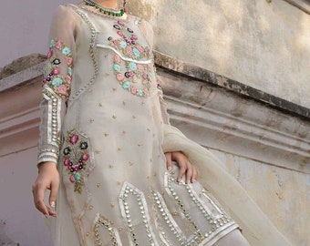 Gota mirror work palazo gharara sharara organza set indian Pakistani made to order ethnic wedding wear