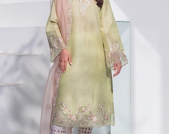 Indian Ethnic Women Festive Party Wear Silk Kurta Set, Wedding Dress Kurta, Women's Kurta for Gift, Ready to Wear Kurta Set for Her