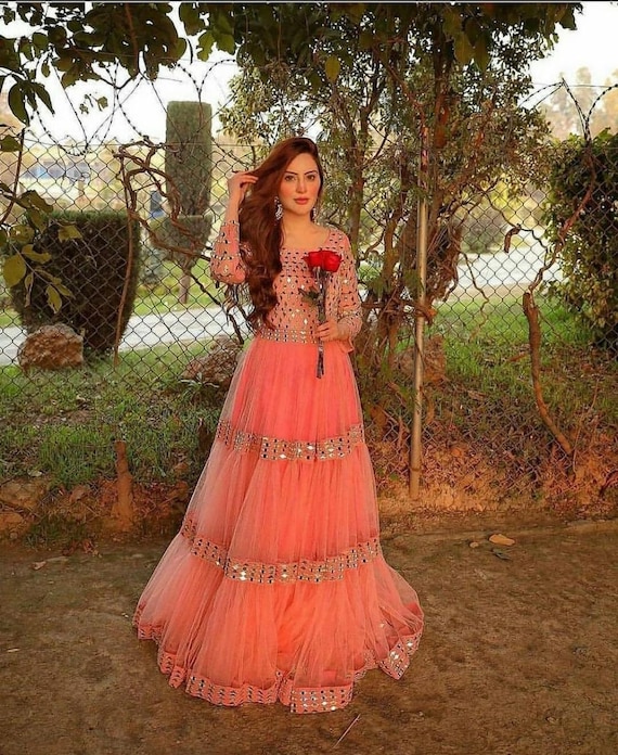 Indian Ethnic Wear Online Store | Party wear gown, Gown party wear, Dusty  pink gown