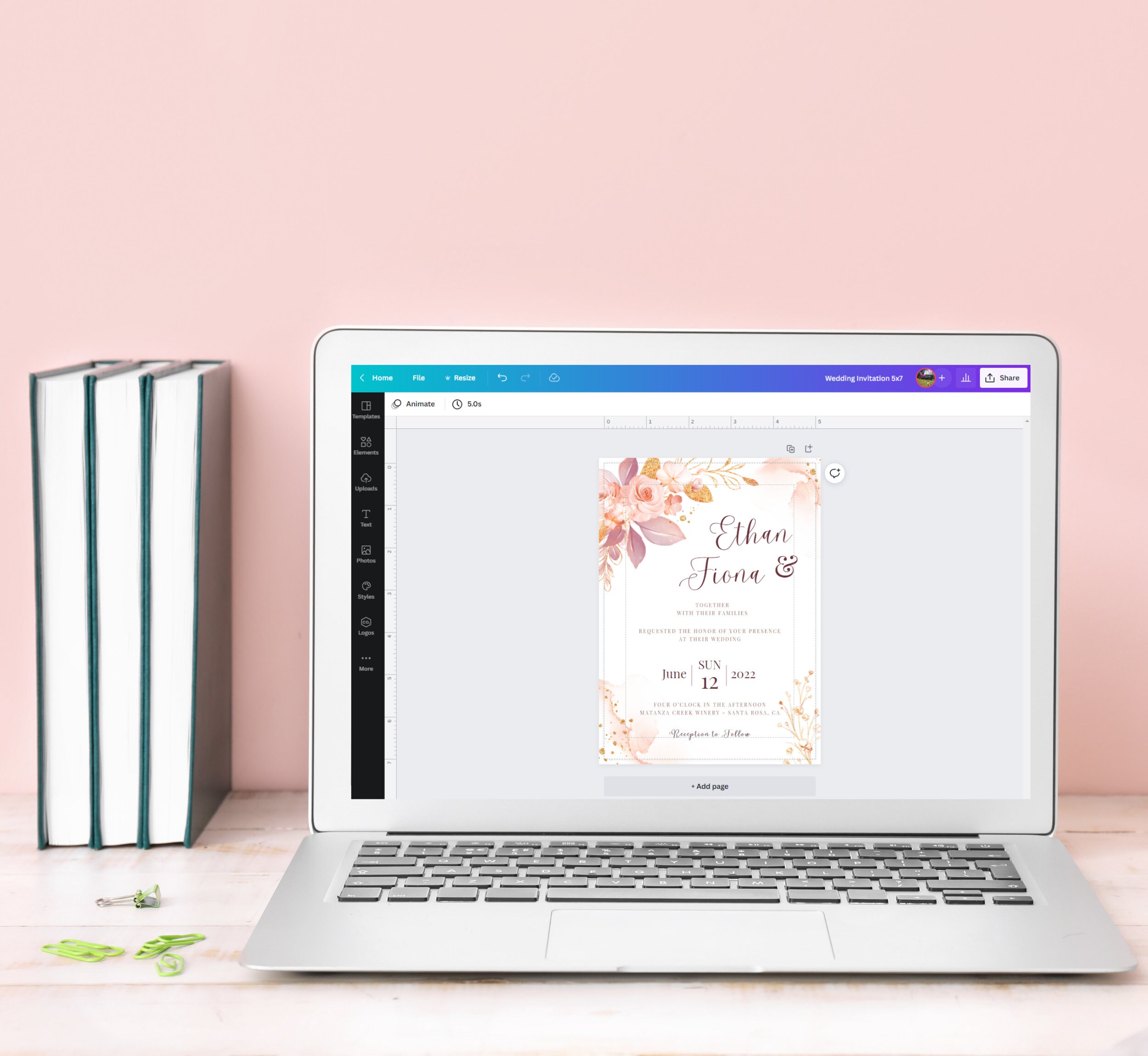 Boho Floral Wedding Invitation Suite Template, Elegant Wedding Program ...