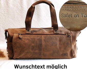 Echtleder Weekender, Sportliche Reisetasche aus Rindleder, personalisierbares Geschenk für Herren oder Damen, Duffle Bag, Wochenend-Tasche