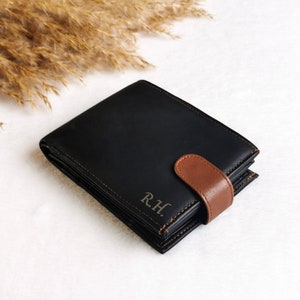Brieftasche Leder Herren mit Gravur, Personalisierter Geldbeutel, Portemonnaie, Geschenk Hochzeitstag, Jahrestag, Vatertag, Geburtstag