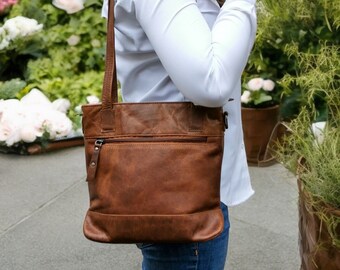 Leather shoulder bag, genuine leather crossbody bag women, brown shoulder bag, crossover bag, leather bag, gift idea Mother's Day, mom