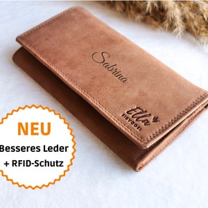 Premium suede ladies wallet with engraving, with RFID protection, personalized leather wallet for women, gift Valentine's Day, Mother's Day