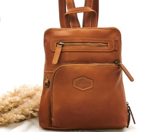 Real leather city backpack, women's backpack, brown leather backpack, everyday backpack, women's backpack, gift idea birthday mom, girlfriend