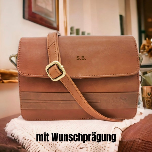 Echtleder Umhängetasche, Überschlagtasche Damen, Braune Schultertasche, Crossbody Bag, Ledertasche, Geschenkidee Weihnachten Mama, Freundin