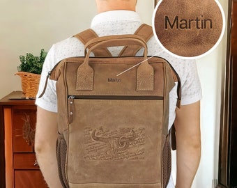 Large Genuine Leather Backpack in Western Style With Custom  display picture 1