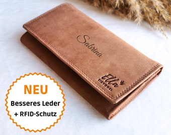 Premium Wildleder Damengeldbörse mit Gravur, mit RFID Schutz, Personalisierter Ledergeldbeutel für Damen, Geschenk Valentinstag, Muttertag