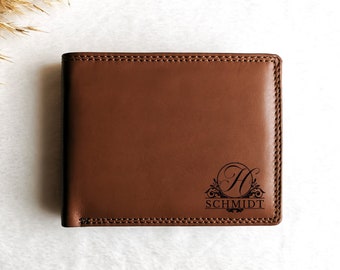 Leather Billfold Wallet - 8 Card Wallet - Dark Monogram - Aman