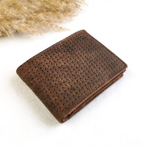 Brieftasche Leder Herren mit Muster, Echtleder Geldbeutel, Portemonnaie, Geschenk Weihnachten, Vatertag oder Geburtstag für Papa