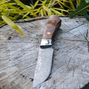 Jagdmesser Damastmesser Geschenk Set mit persönlicher Gravur Walnussholzgriffe mit Personalisierung Survival, Bushcraft, Outdoormesser afbeelding 8