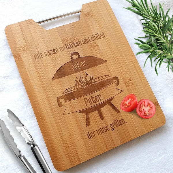 Servierbrett Schneidebrett | Bambus Grillbrett mit Gravur | Geburtstag & Jahrestag | Geschenk für Papa | Garten Geschenkidee |Personalisiert