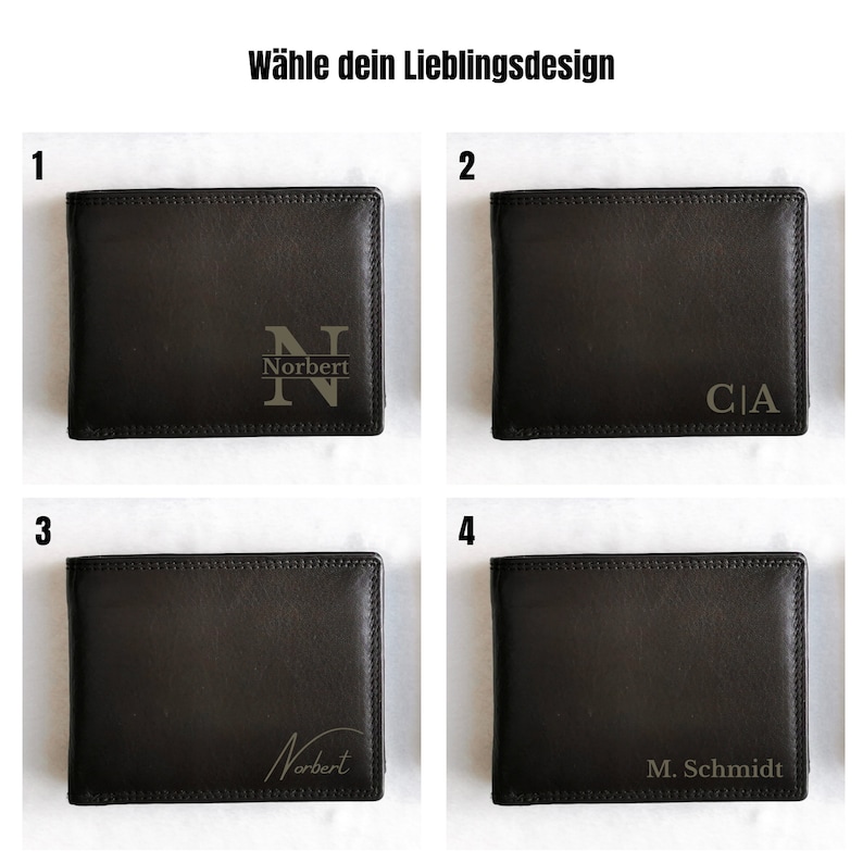 Brieftasche mit Gravur Geschenkidee zu Weihnachten, Geburtstag Geschenk für Ihn Personalisierter Nappaleder Geldbeutel Geldbörse Bild 2