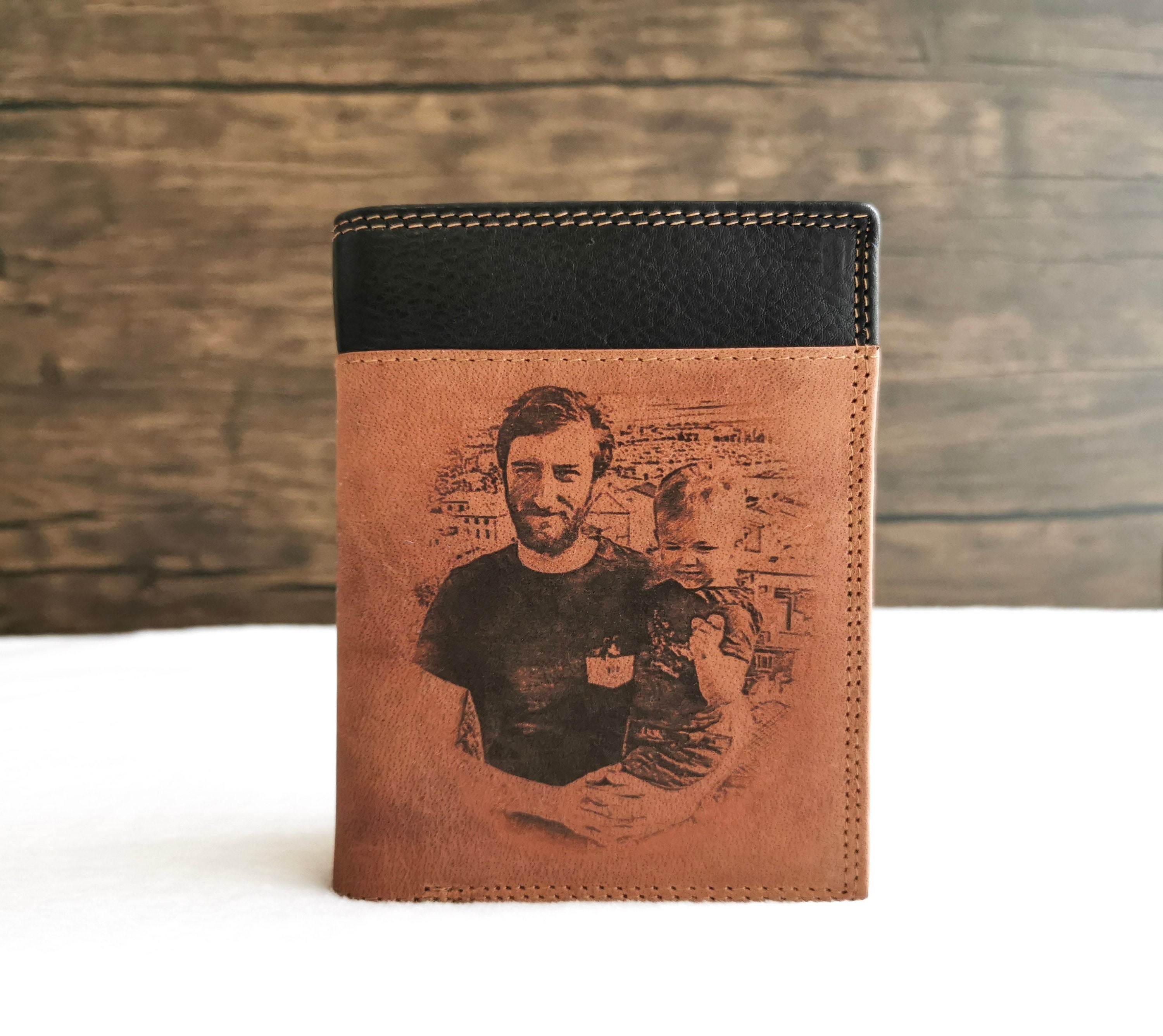 Photo Engraved Wallet, Gift for Him, Birthday, Father's Day | Men's Wallet, Purse, Gift for Dad & Husband