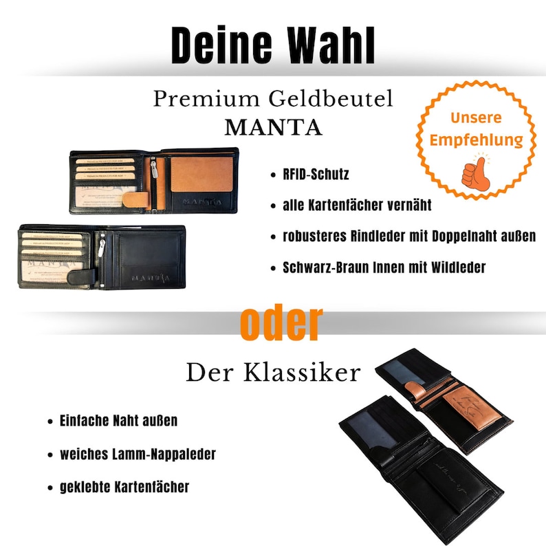 Brieftasche Leder Herren mit Gravur, Personalisierter Geldbeutel, Portemonnaie, Geschenk Jahrestag, Valentinstag oder Geburtstag für Papa Bild 3