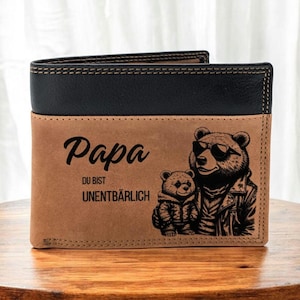 Papa Geldbeutel Brieftasche, Vatertag, Bär Papabär, Geschenk für Ihn, Geburtstag, Portemonnaie Herren, Geldbörse, Geschenk für Papa