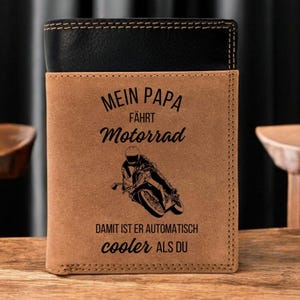 Papa Geldbeutel Brieftasche, Vatertag, Motorradfahrer, Geschenk für Ihn, Geburtstag, Portemonnaie Herren, Geldbörse, Geschenk für Papa