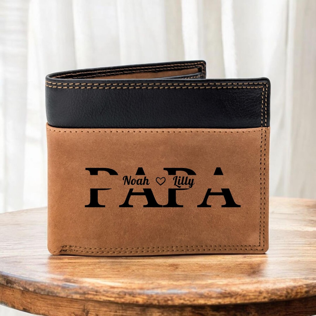 Brieftasche Leder Herren mit Gravur, Personalisierter Geldbeutel,  Portemonnaie, Geschenk Vatertag, Geschenk Geburtstag für Papa
