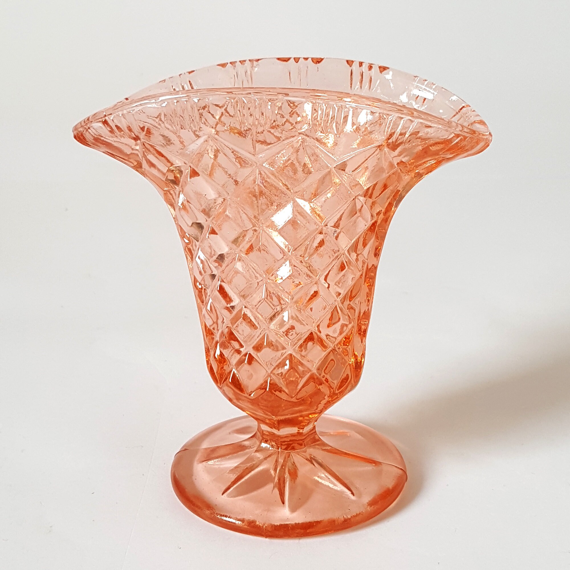 Salmon Color Depression Glass Mini Vase Etsy