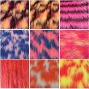 002 Multi Coloured Faux Fur Fabric - Multiple Lengths & Colours